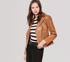 Want to feel fabulous? Throw on this leather moto jacket and embrace that sassy side as you lunch with the girls, head out for a shopping trip, or take your motorcycle for a spin. From American Leather Co. American Leather, Leather Moto, Leather Moto Jacket, Moto Jacket, Shopping Trip, Color Trends, Genuine Leather, Coats Jackets, Jackets & Coats