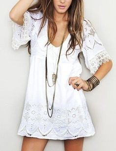 Little White Dress Outfit, White Dress Outfit Casual, Dress Outfit Casual, White Dress Outfit, Little White Dress, Stil Boho, Mode Boho, Casual Styles, Vestidos Vintage