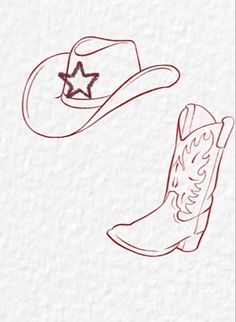 a drawing of a cowboy hat and boots