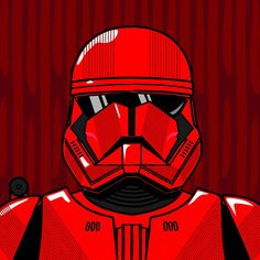 a red star wars character wearing a helmet