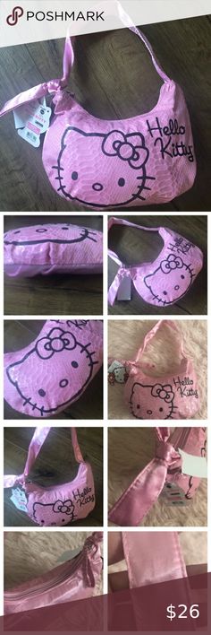 HELLO KITTY-NWT Pink Silky Handbag Super cute NWT HELLO KITTY small pink silky hobo handbag, snake print on front, one handle, top zip closure, HK on front, plenty of room for a phone, mirror, lipstick, kleenex, compact, hand sanitizer, keys, and a small wallet!   Measures-9L x 5H x 1.5D  WILL SHIP NEXT BUSINESS DAY! I am NOT a slow shipper.   🌺🌸Open to reasonable offers🌺🌸  Thank you for looking! No Trades. Happy to answer questions. Hello Kitty Bags Hobos Pink Cat Design Pouch Bag, Pink Rectangular Shoulder Bag With Cat Design, Pink Cat Design Shoulder Bag Gift, Pink Hello Kitty Rectangular Bag, Pink Hello Kitty Print Bag For Gift, Pink Hello Kitty Print Bag As Gift, Pink Hello Kitty Rectangular Shoulder Bag, Pink Cat Design Shoulder Bag, Trendy Pink Cat Design Bags