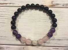 Black Amethyst Crystal Bracelet In Spiritual Style, Black Crystal Gemstone Bracelet For Meditation, Emotional Energy, Love Energy, Moonstone Stone, Love Rose, Black Tourmaline, Pink Stone, Empath