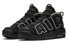 Nike Air More Uptempo GS Black White 415082-002 Nike Air Uptempo, Nike Air More Uptempo, Nike Air More, Tenis Nike, Custom Nike, Black Trainers, Fame Dr, Nike Shoes Outlet, Swag Shoes