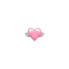 a pink heart with angel wings is shown in the middle of a white wallpaper