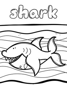 a cartoon shark swimming in the ocean