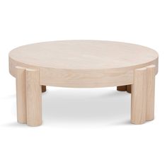 a wooden coffee table with two legs on the bottom and one leg raised up to the side