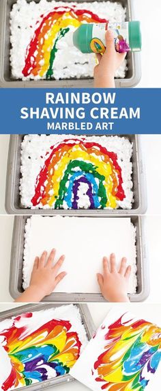 this rainbow shaving cream marbled art is so easy to make and it's perfect for kids