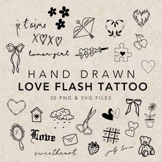 hand drawn love flash tattoo designs