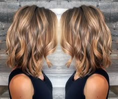 wavy lob paired with bronze blonde and light brunette balayage and babylights by Lynsey Good at Matthew Michael's Portfolio salon. photo by @mmseportfolio Bronze Blonde, Brown Hair With Highlights And Lowlights, Light Brown Balayage, Trendy We Fryzurach, Balayage Lob, Light Brunette, Wavy Lob, Balayage Blonde