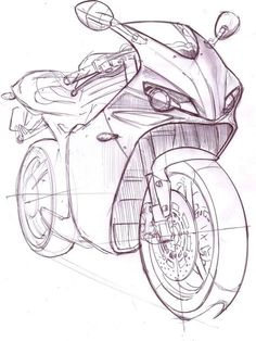 a drawing of a motorcycle is shown in this image, it appears to be penciled