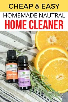 oranges and rosemary with the words homemade natural home cleaner