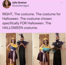 three women dressed up in costumes for halloween