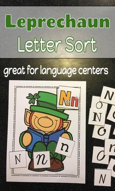 the leprechaun letter sort is shown with matching letters