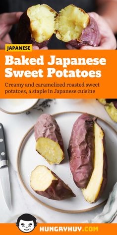 baked japanese sweet potatoes with creamy and caramelized roasted sweet potatoes, a staple in japanese cuisine