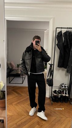 Leather Jacket Outfit Men, Outfits Men Streetwear, Chique Outfit, Herren Style, Guys Clothing Styles