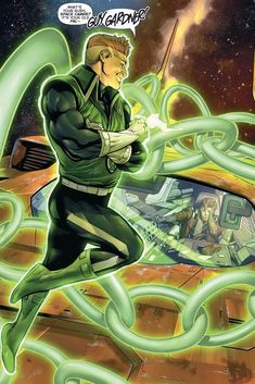 the green lantern is running through space