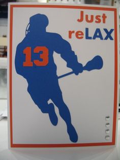 this is a sign that says just relax and the image of a hockey player on it