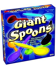 the game giant spoons is on display in front of a white background and blue box