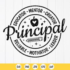 the logo for principals is shown in black and white