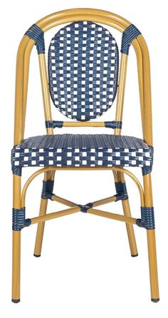 Set of 2 Navy and White Outdoor Rattan French Bistro Dining Side Chairs - Outdoor Dining Tables & Chairs - The Well Appointed House French Bistro Chairs, Safavieh Furniture, Bistro Furniture, Round Wood Dining Table, Outdoor Patio Set, French Bistro, Bistro Chairs, Cafe Chairs, Oui Oui