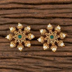 Durga Jewellery, Necklace Design Ideas, Studs Indian, Gold Necklace Design, Women Gold Necklace, Kundan Studs