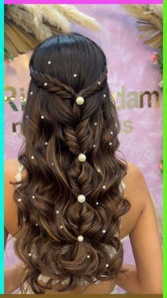 #fashion, #style, #hairstyles, #beauty, #haircare Easy Hairstyles For Quinceanera, Baraat Hairstyles For Bride, Hairstyle Ideas For Events, Open Curls Hairstyles, Hairstyles For Medium Length Hair For Wedding, Curly Hair Cuts Medium, Cute Open Hair Hairstyles, Haldi Hairstyles For Bride, Hairstyle With Lehenga