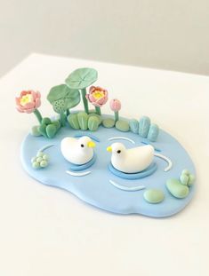 Clay Tray Pond, Clay Duck, Duck Float, Duck Pond, How To Make Clay, Koi Pond, Clay Art, Clay Crafts, Ducks