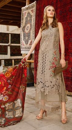 Description Embroidered Lawn Neck Embroidered Lawn Center Panel Embroidered Lawn Side Panels Left + Right Dyed Lawn Back Dyed Lawn Sleeves Printed Silk Dupatta Dyed Cambric Trouser Embroidered Lawn Sleeve Patches Embroidered Organza Sleeve Patti 1 Embroidered Organza Sleeve Patti 2 Dyed Organza For Ghera + Sleeve Border Embroidered Lawn Ghera Patches Suit Brown, Pakistani Designer Clothes, Organza Sleeves, Embroidered Organza, Maria B, Eid Collection, Pakistani Dress Design, Pakistani Designers, Suit Fabric