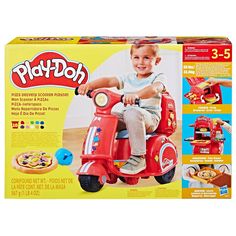 play doh scooter with pizza and doughnuts on the front box