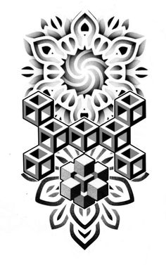 an artistic tattoo design with geometric shapes