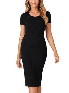 PRICES MAY VARY. Soft and skin friendly ribbed knit fabric, round neck, short sleeve, bodycon, below knee length, solid color, put on sexy pencil midi dress for women and girls. Pencil midi dress is made of high quality ribbed, which features with crewneck, short sleeve, bodycon style, showing your sexy body curve, skinny legs and charming. The bodycon party dress is a real stunning dress for semi-formal or formal occasions! Pair with delicate high heels, sparkling jewelries and a clutch to crea Birthday Gala, Prom Dates, Pencil Midi Dress, Bodycon Party Dress, Midi Dress For Women, Bodycon Style, Midi Pencil Dress, Ribbed Midi Dress, Body Curves