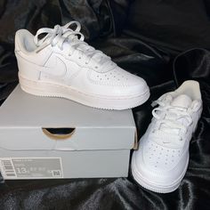 All White Pre-School Air Force One With Laces. Brand New Unworn. Nike Round Toe Sneakers For School, Nike Sneakers For School, Nike Sneakers With Round Toe For School, Nike Non-slip Sneakers For School, School Air, Shoes Nike Air Force, Nike Fashion Shoes, Shoes Nike Air, Air Force One