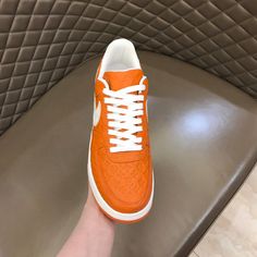 Size: 35-47 It comes with Dust box, Care manual, Tag, and Paper bag.Size Guide: Designer Orange Sneakers, Luxury Orange Sneakers, White Sneakers Men, Virgil Abloh, Air Force 1, Adidas Shoes, White Sneaker, Nike Air Force, Air Force