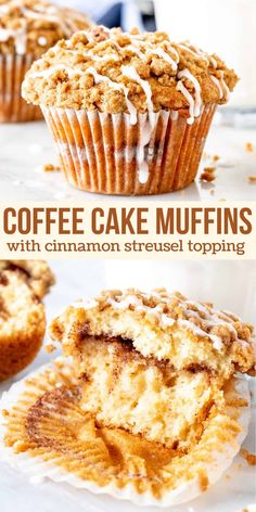 coffee cake muffins with cinnamon - streusel topping on top and bottom