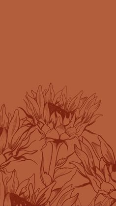 an orange background with some flowers on it