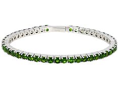 8.00ctw Round Green Chrome Diopside Rhodium Over Sterling Silver Flex Bangle. Measures Approximately 0.17"W. Push Button Closure. Green Cubic Zirconia Tennis Bracelet For Formal Occasions, Green Bangle Tennis Bracelet For Anniversary, Formal Green Cubic Zirconia Tennis Bracelet, Green Bangle Tennis Bracelet For Formal Occasions, Green Formal Tennis Bangle Bracelet, Classic Green Tennis Bracelet For Formal Occasions, Green Classic Tennis Bracelet For Formal Occasions, Classic Green Round Tennis Bracelet, Green Gemstone Tennis Bracelet