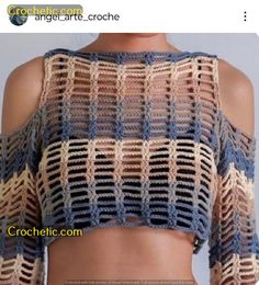 a crocheted top with an open shoulder and two rows of stitches on it