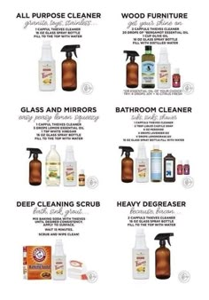 an info sheet describing the different types of cleaning products and how they are used to clean