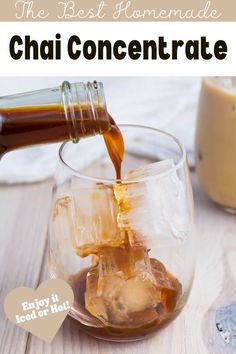 Chai concentrate being poured into a glass with ice. Alcoholic Iced Tea, Tazo Chai Tea, Tazo Chai, Chai Tea Concentrate