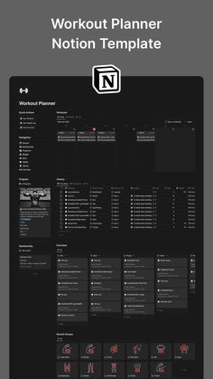 Workout Planner Notion Template Notion Workout Template, Workout Planner Template, Study Planner Free, Notion Workspace, Gym Planner, Workout Template, Life Planner Organization, Second Brain