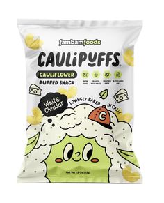 a bag of cauliflower puffed snack