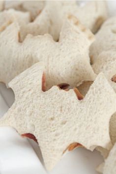 some crackers are sitting on a white plate