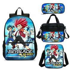 Beyblade Burst Schoolbag Students Backpack CrossBody Lunch Bag Pen Bag Kids 4PCS Notes The color and luster of the actual item might be slightly different from the picture       shown, which mainly lies in different light effect and computer monitor. Please give     us your understanding. Thank you. Payment We accept PayPal ONLY Payment can be made via PayPal by credit card, debit card, bank account or e-check. PayPal will automate exchange currency for you if the listing is in another currency