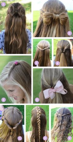 Girls Half Up Half Down Hairstyles Kids, Quick Kids Hairstyles, Girls Long Hairstyles, Hair For Girls Kids, Easy Girls Hairstyles, Picture Day Hairstyles For Kids, Fun Braids, Simple Updos, Girls Hairdos