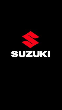 the logo for suzuki is shown on a black background with red and white letters that read suzuki