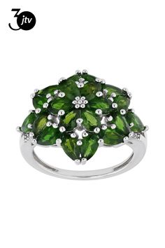 3.78ctw Pear shapes Chrome Diopside With 0.05ctw Round White Zircon Rhodium Over Sterling Silver Ring. Measures Approximately 0.90"L x 0.76"W. Not sizeable. Accent Stones Primarily Zircon Pear Shapes, Green Chrome, Pear Shaped, Sterling Silver Ring, Silver Ring, Sterling Silver Rings, Pear, Silver Rings, Sterling Silver