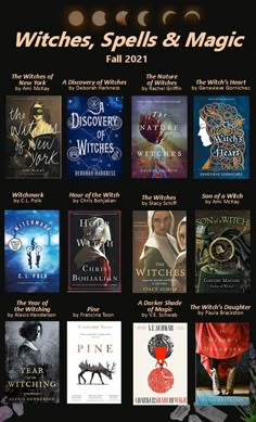 the cover of witches, spells and magic fall 2012 book series is shown in black