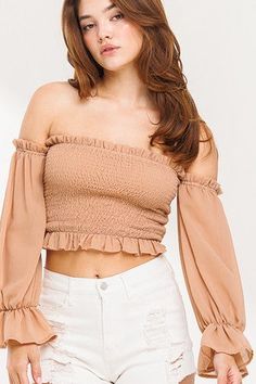 Looking for a look that'll turn heads? Our Ivory Off Shoulder Puff Sleeve Top makes it easy to stand out in a crowd. The off-shoulder cut, puffed sleeves, and comfy fabric give you an instantly chic look that's sure to have you oo-ing and ah-ing! Slip into this top and you'll be the one everyone is buzzing about! Off Shoulder Puff Sleeve, Shoulder Puff Sleeve, Be The One, Shoulder Cut, Puffed Sleeves, Puff Sleeve Top, Off Shoulder Blouse, Shoulder Top, Puff Sleeve