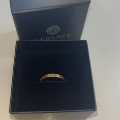 Brand New Versace Ring, Authentic And Classy! Comes With Box! Designer Gold Rings For Gift, Luxury Jewelry With Box For Anniversary, Luxury Jewelry For Anniversary With Box Included, Gold Jewelry For Anniversary With Original Box, Gold Jewelry For Anniversary In Original Box, Gold Wedding Jewelry With Original Box, Designer Rings With Vvs Clarity, Designer Rings With Vvs Clarity For Gifts, Designer Rings With Vvs Clarity As Gift