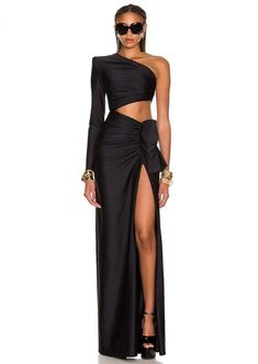 Black Cutouts Maxi Dress – Marssiana Long Black Bodycon Dress, Long Dresses Elegant, Cutout Maxi Dress, Looks Party, Dress 2024, Looks Street Style, Satin Maxi Dress, Long Black Dress, Glam Dresses